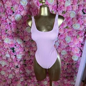 Pink Ribbed Swimsuit